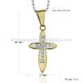 En stock pendentif en or 14k en cristal d&#39;acier inoxydable, simple pendentif croix